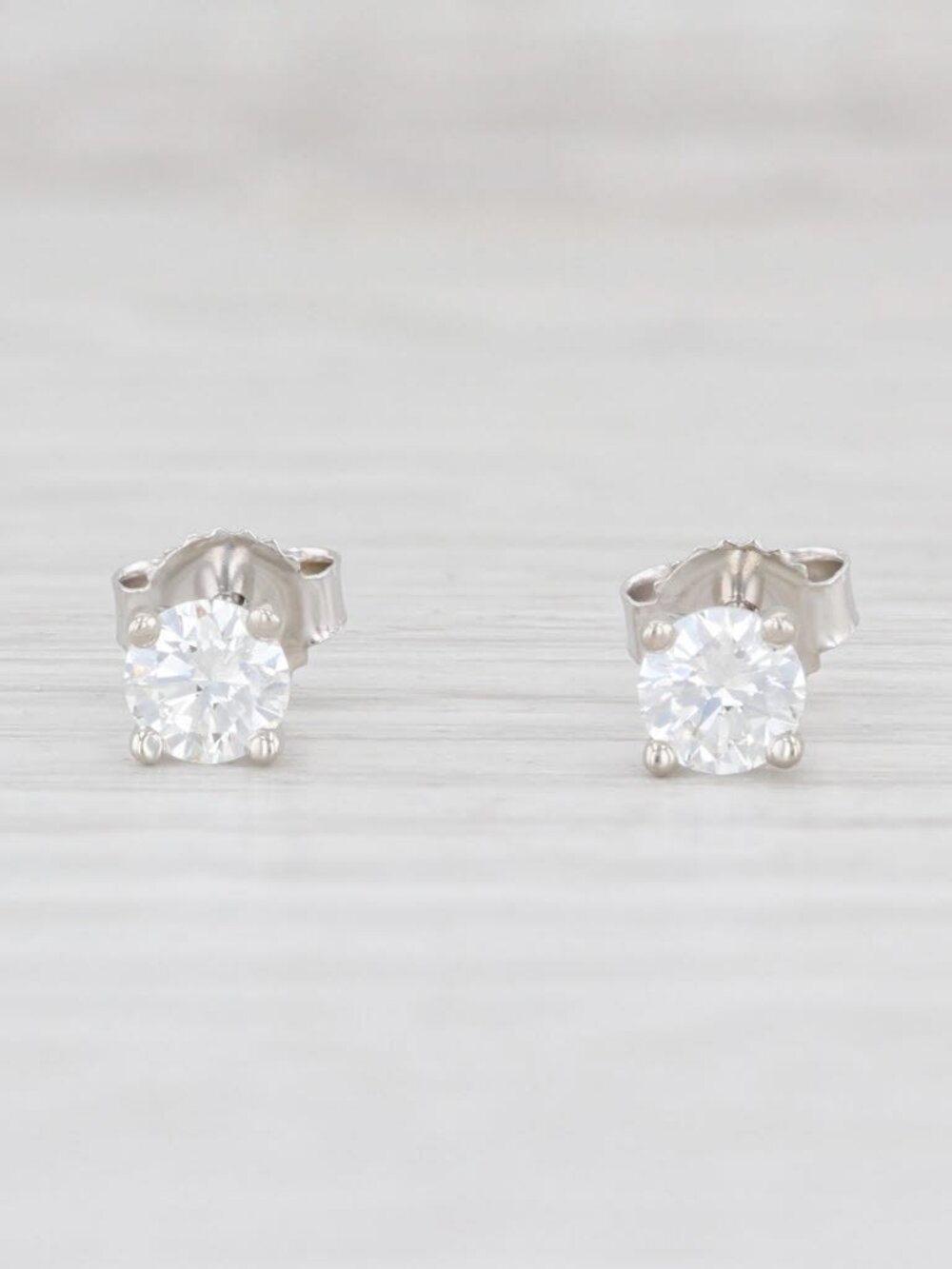 0.42ctw Diamond Stud Earrings 14k White Gold Round Brilliant Solitaire Studs